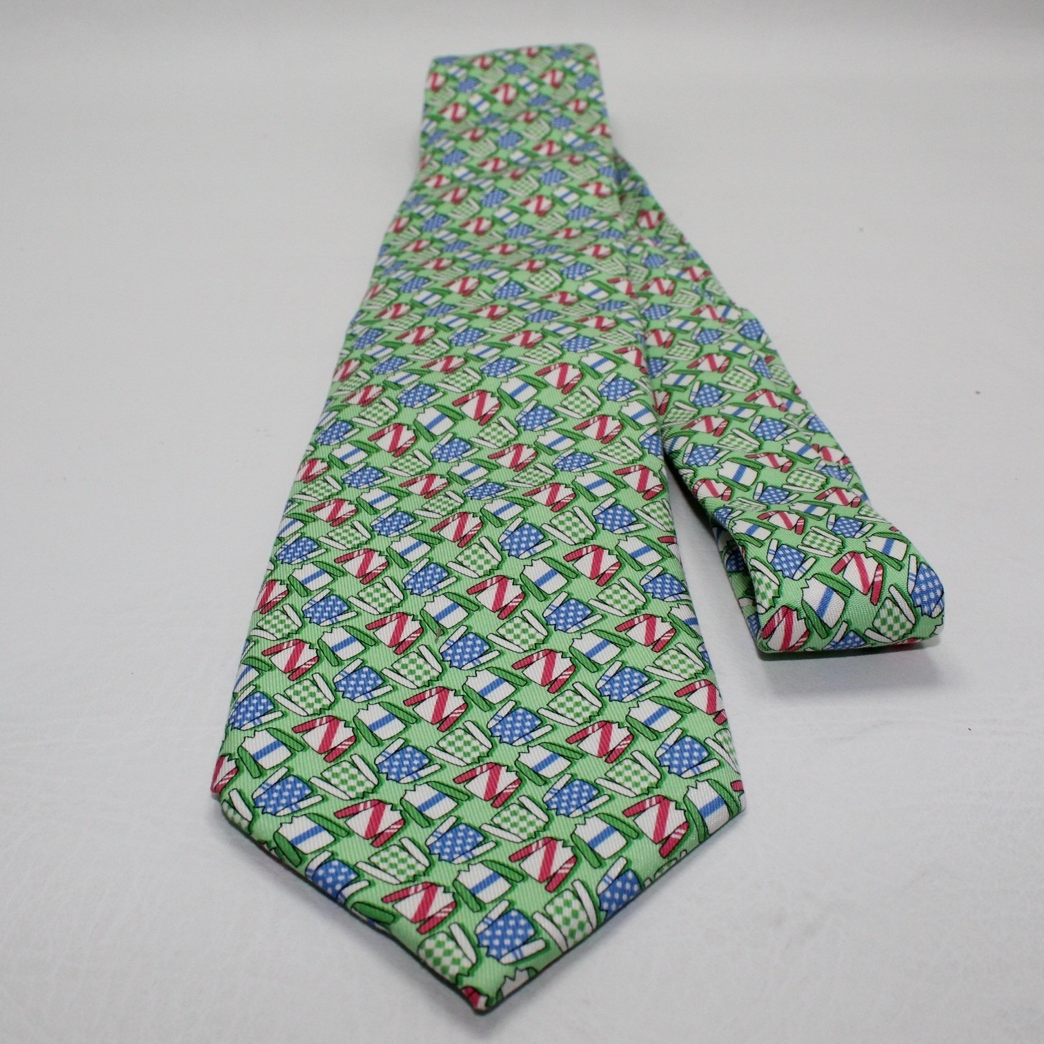 Vineyard Vines Kentucky Derby Silk Tie Green Jockey Silks Equestrian Mens